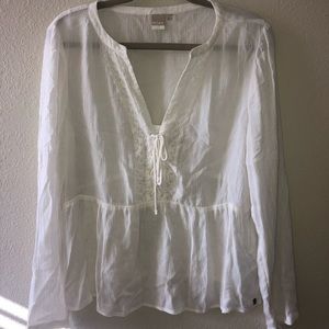 Roxy white flowy long sleeve shirt